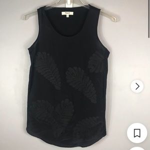 ❤️Madewell Black Silk Embroidered Sleeveless Vest Top Size XS